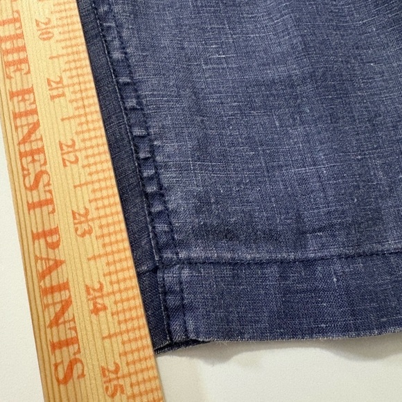 Tommy Bahama Blue Washed Linen Cargo Cropped Pants. Front, Back Pockets, Zipper - Picture 7 of 11